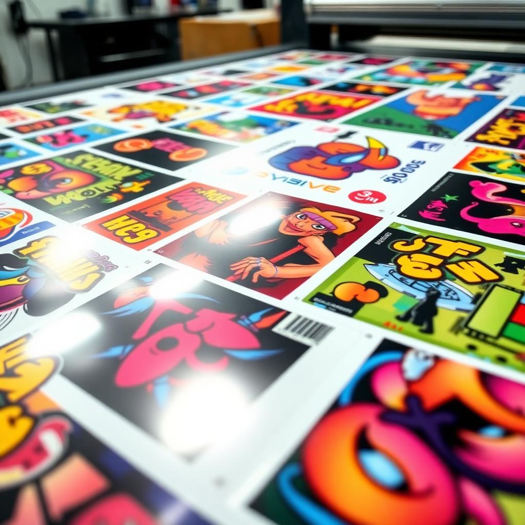 DTF transfer gang sheet with vibrant graphics
